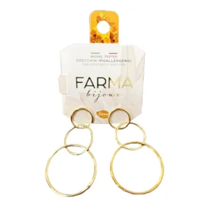 Farma Bijoux Υποαλλεγικά Σκουλαρίκια Τριπλοί Κρίκοι Επιχρυσωμένοι 50mm