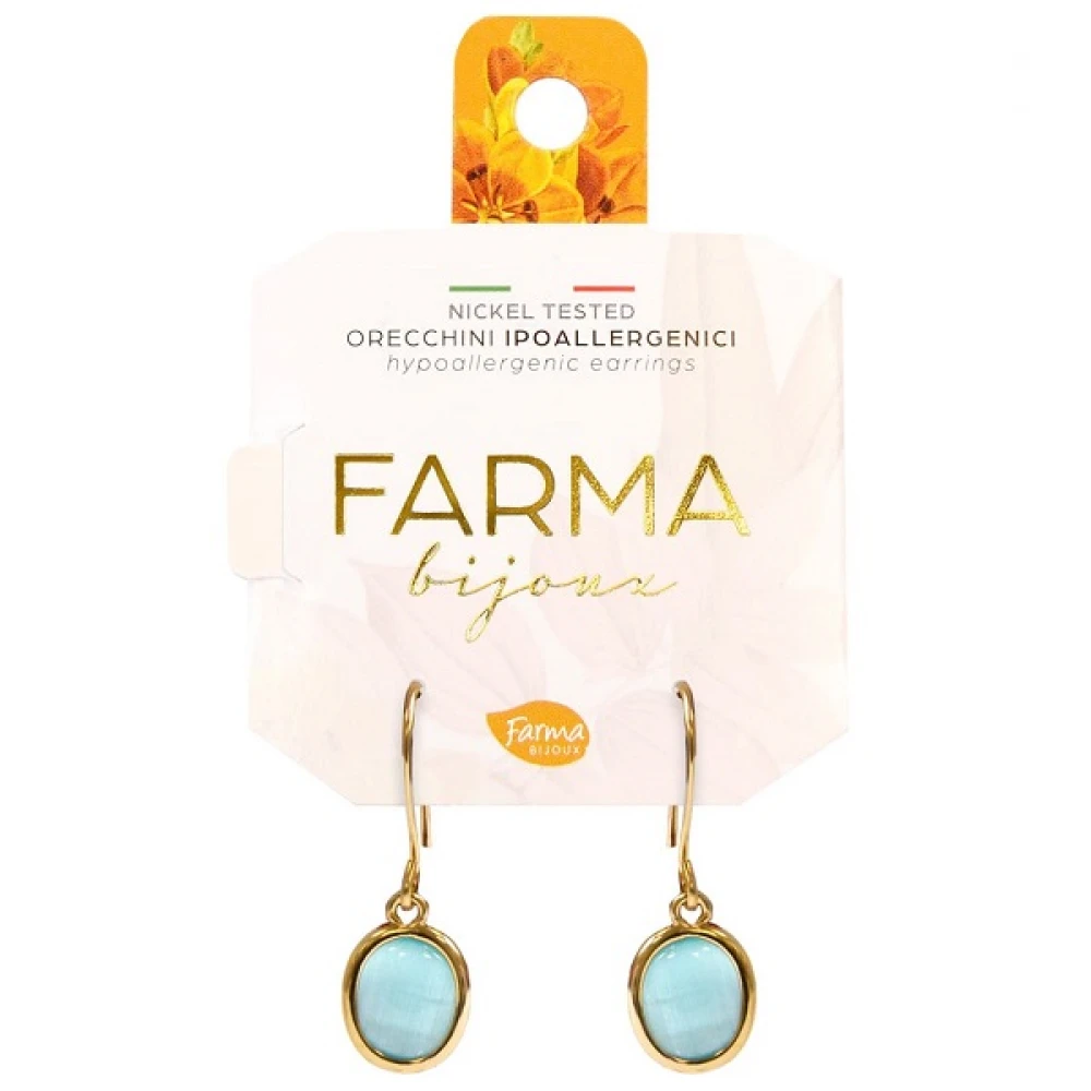 Farma Bijoux Υποαλλεργικά Σκουλαρίκια Κρεμαστό Tιρκουάζ Χαλαζία 25mm