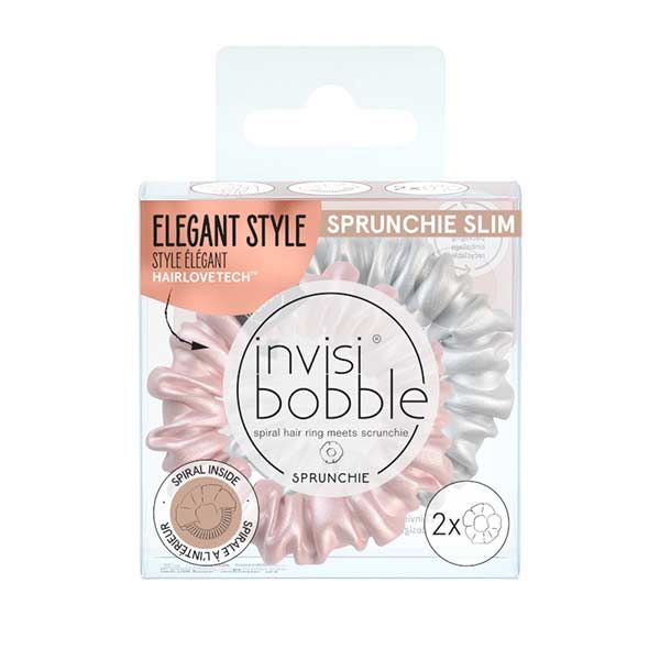 Invisibobble Sprunchie Slim Bella Chrome Λαστιχάκια Μαλλιών Ροζ - Ασημί