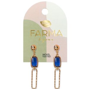Farma Bijoux Υποαλλεργικά Σκουλαρίκια Κρεμαστός Μπλε Χαλαζίας 45mm